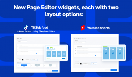 New TikTok and YouTube Shorts widgets allow for high-engagement video content on listing pages.